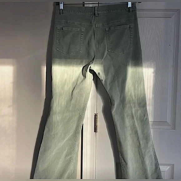 VTG Soft Surroundings Sage Green Corduroy Flared Pants: Size MP - Picture 2 of 3